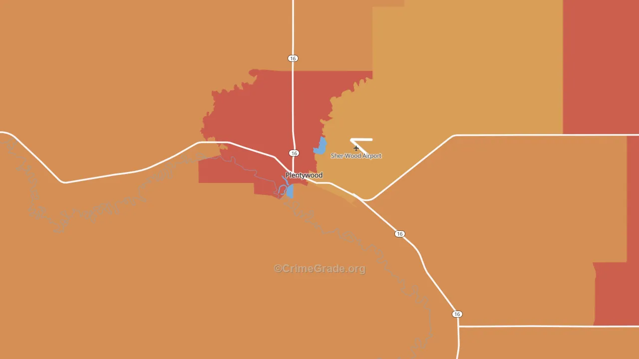 Plentywood, MT Map of Drug-Related Crime Rates