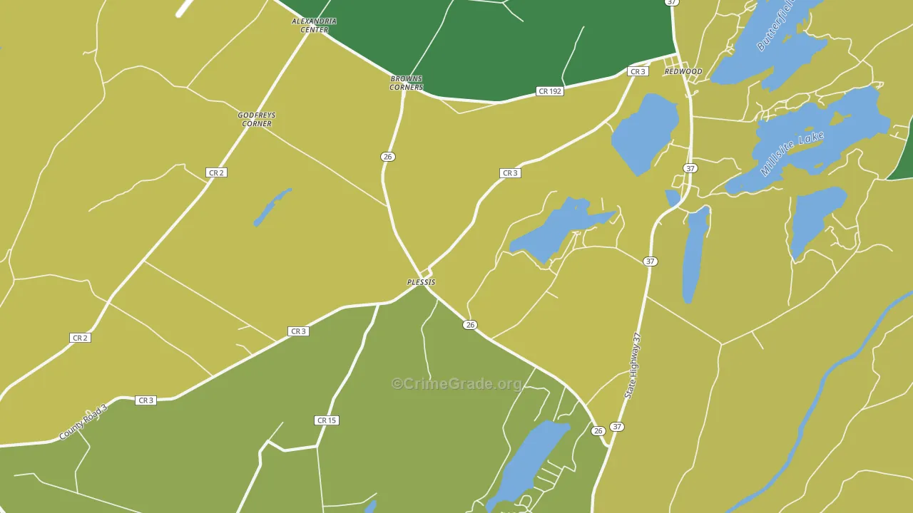 Plessis, NY Map of Drug-Related Crime Rates