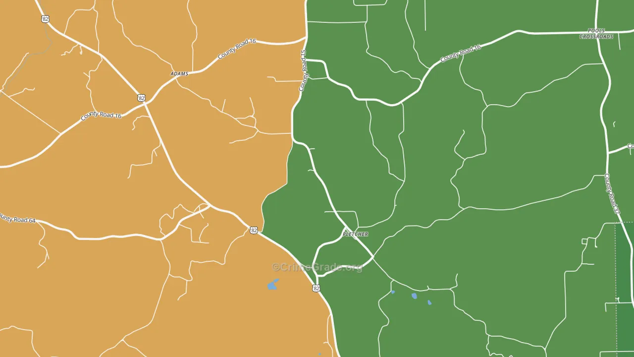 Pletcher, AL Map of Drug-Related Crime Rates