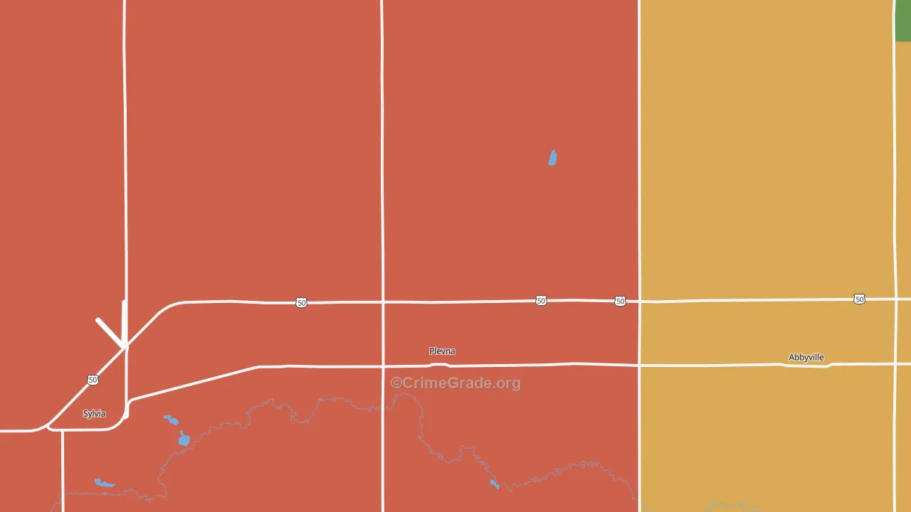 Plevna, KS Map of Drug-Related Crime Rates