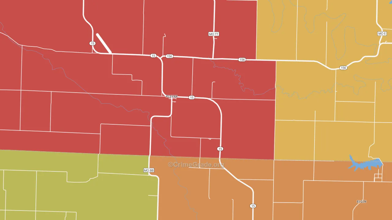 Plevna, MO Map of Drug-Related Crime Rates