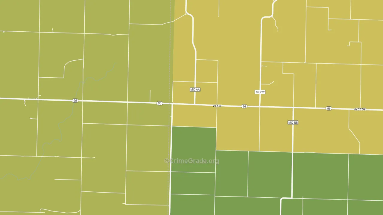 Plew, MO Map of Drug-Related Crime Rates