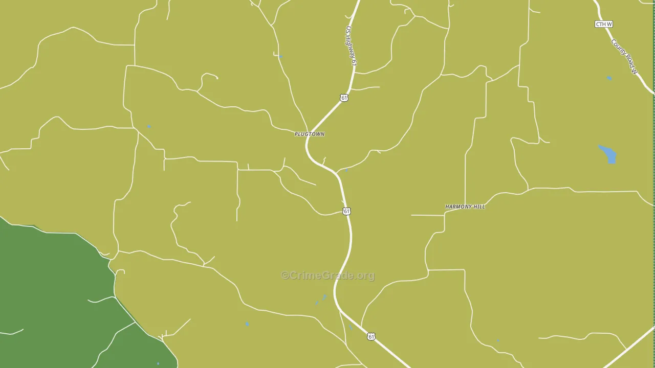 Plugtown, WI Map of Drug-Related Crime Rates