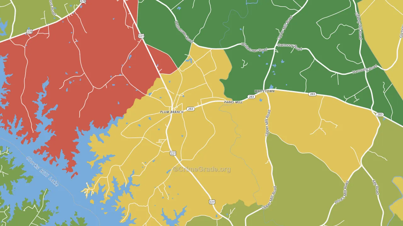Plum Branch, SC Map of Drug-Related Crime Rates