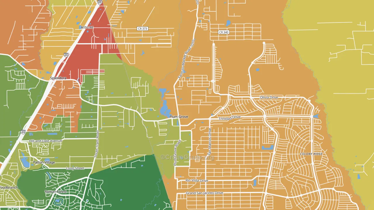 Plum Grove, TX Map of Drug-Related Crime Rates
