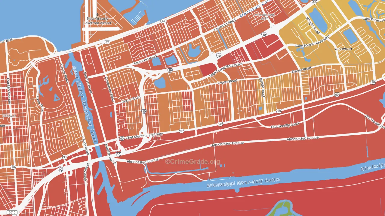 Plum Orchard, New Orleans, LA Map of Drug-Related Crime Rates