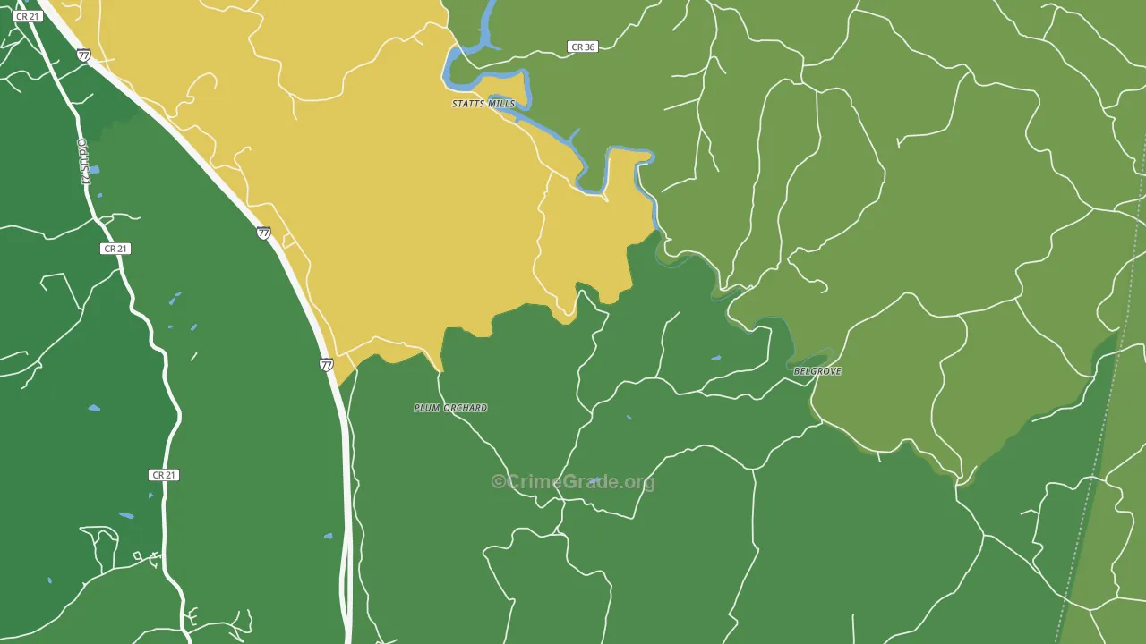 Plum Orchard, WV Map of Drug-Related Crime Rates