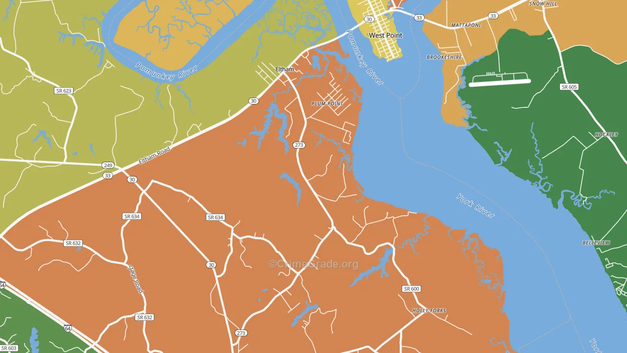 Plum Point, VA Map of Drug-Related Crime Rates