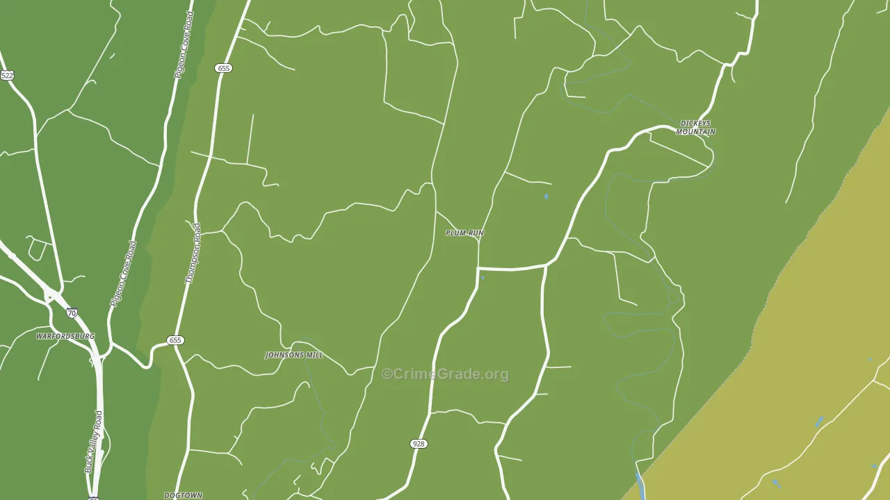 Plum Run, PA Map of Drug-Related Crime Rates