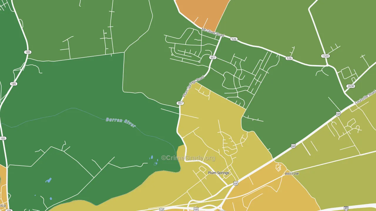 Plum Springs, KY Map of Drug-Related Crime Rates