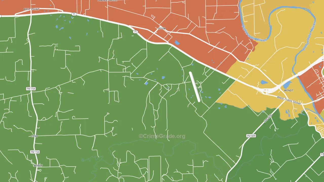 Plum, TX Map of Drug-Related Crime Rates