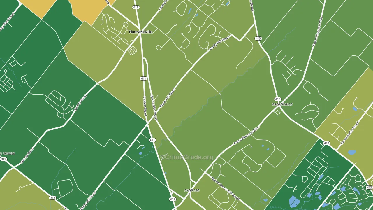 Plumsteadville, PA Map of Drug-Related Crime Rates
