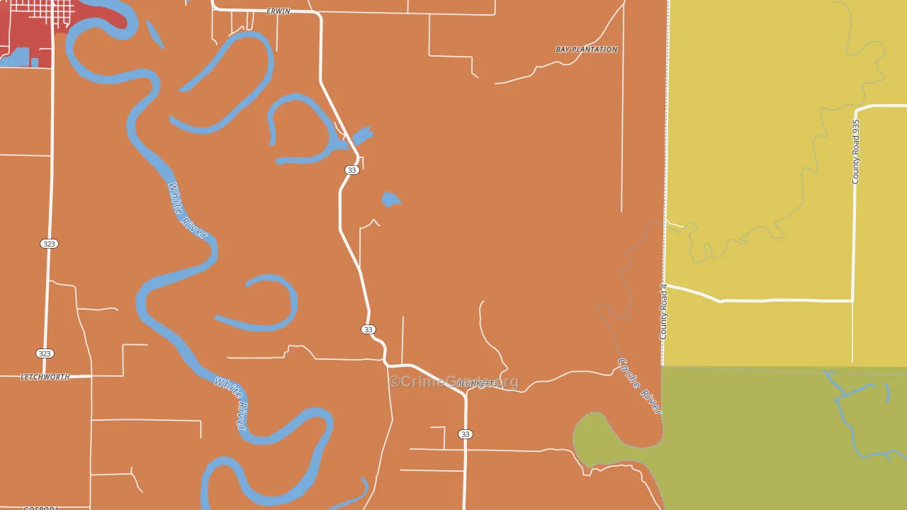 Plunketts, AR Map of Drug-Related Crime Rates