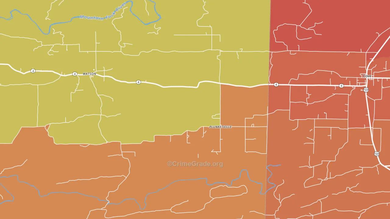 Plunketville, OK Map of Drug-Related Crime Rates