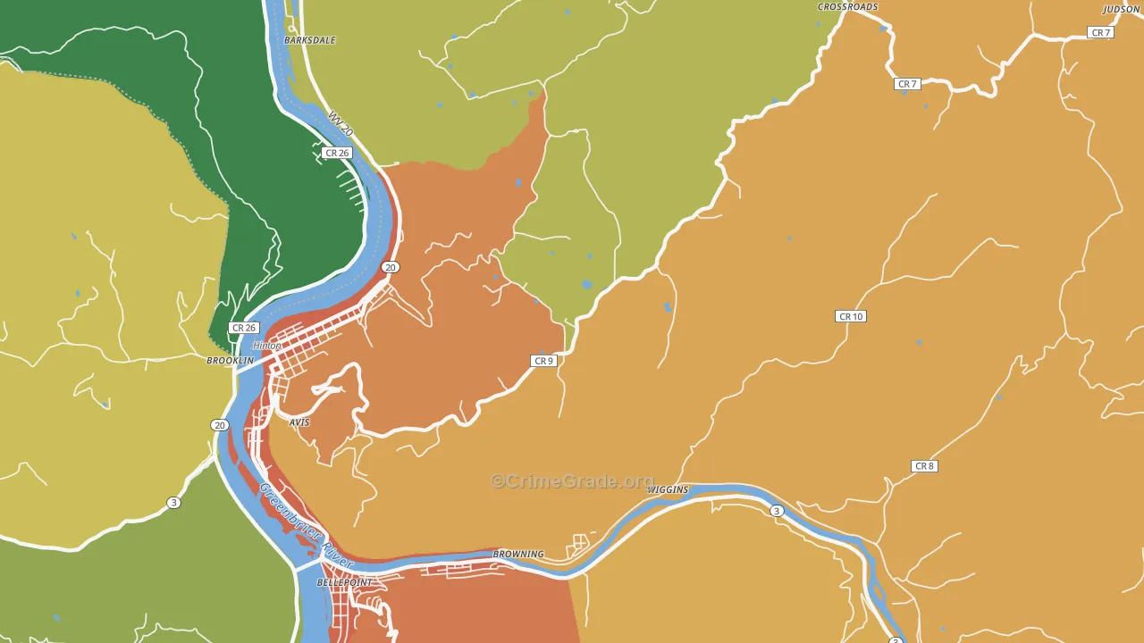 Pluto, WV Map of Drug-Related Crime Rates