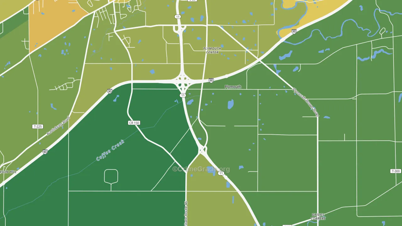 Plymouth Center, OH Map of Drug-Related Crime Rates