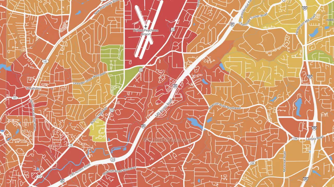 Plymouth Colony, Atlanta, GA Map of Drug-Related Crime Rates