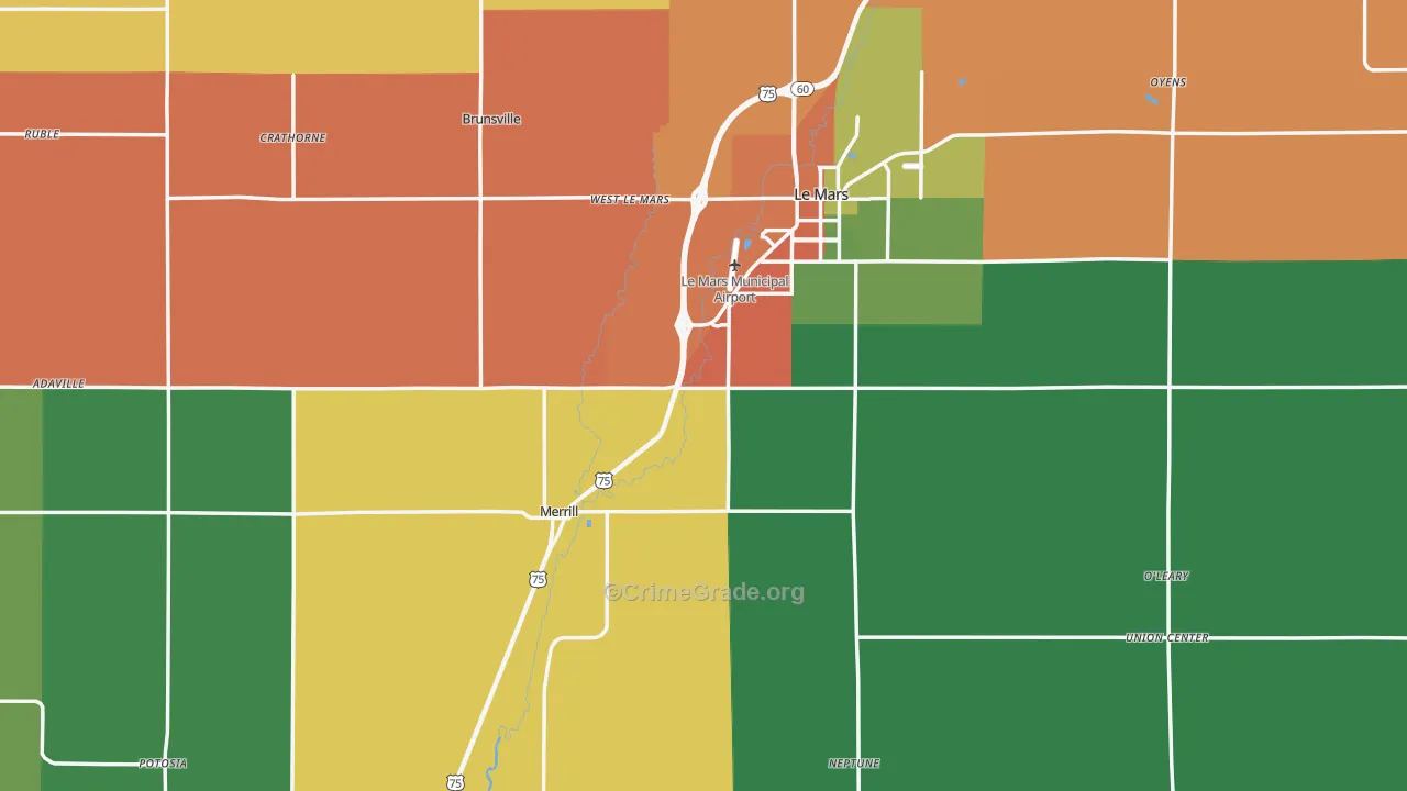 Plymouth County, IA Map of Drug-Related Crime Rates