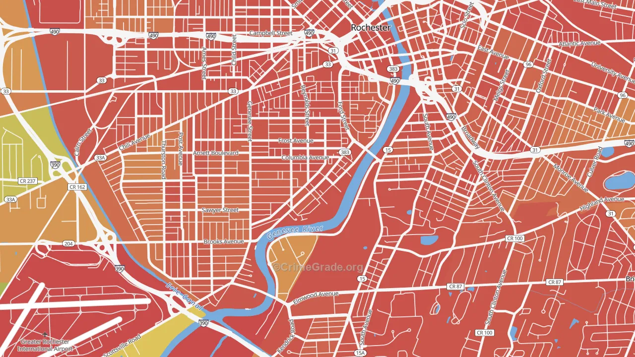 Plymouth-Exchange, Rochester, NY Map of Drug-Related Crime Rates