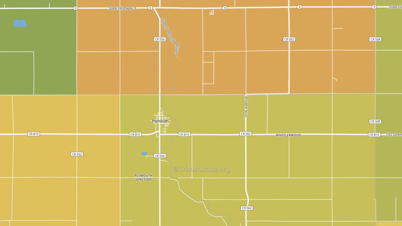 Plymouth, IA Map of Drug-Related Crime Rates