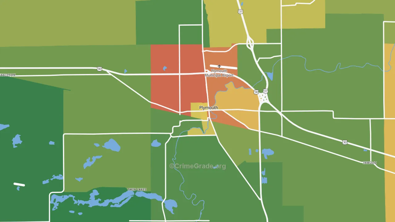 Plymouth, IN Map of Drug-Related Crime Rates