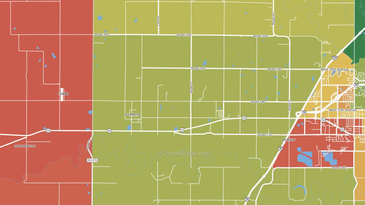 Plymouth, KS Map of Drug-Related Crime Rates