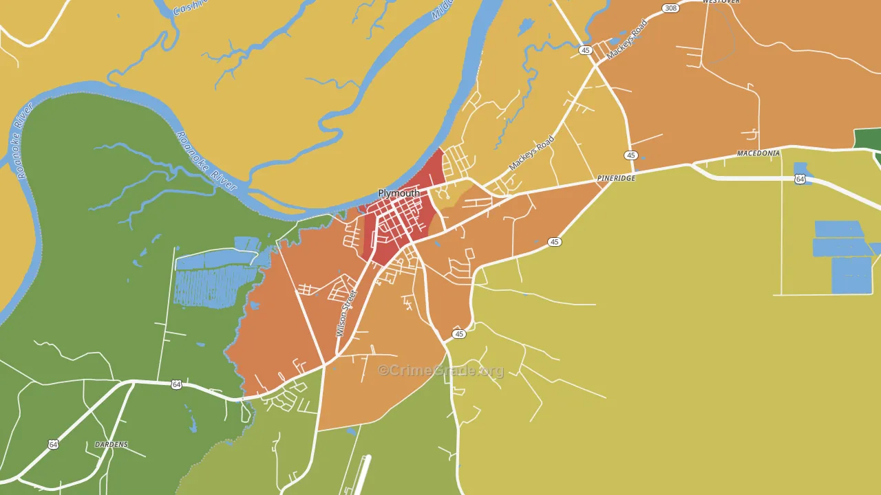 Plymouth, NC Map of Drug-Related Crime Rates