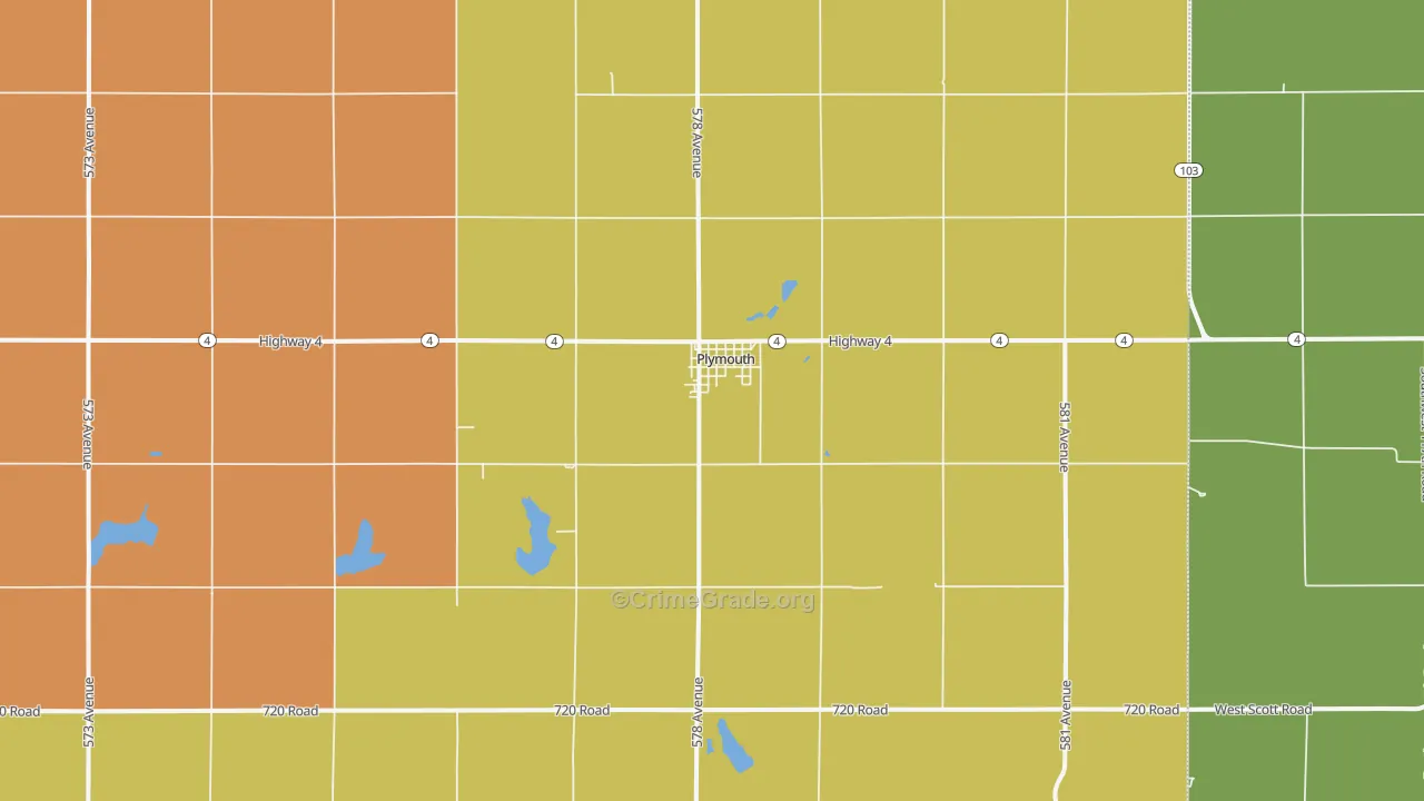 Plymouth, NE Map of Drug-Related Crime Rates