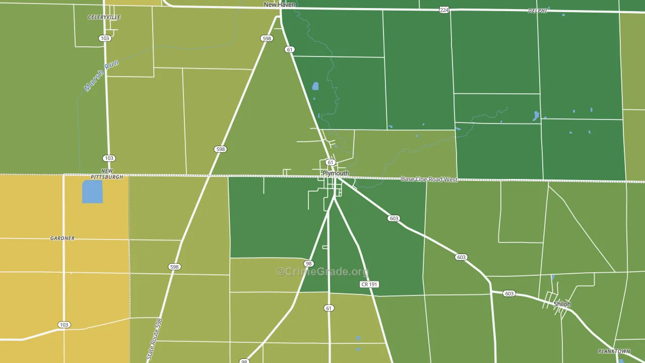 Plymouth, OH Map of Drug-Related Crime Rates