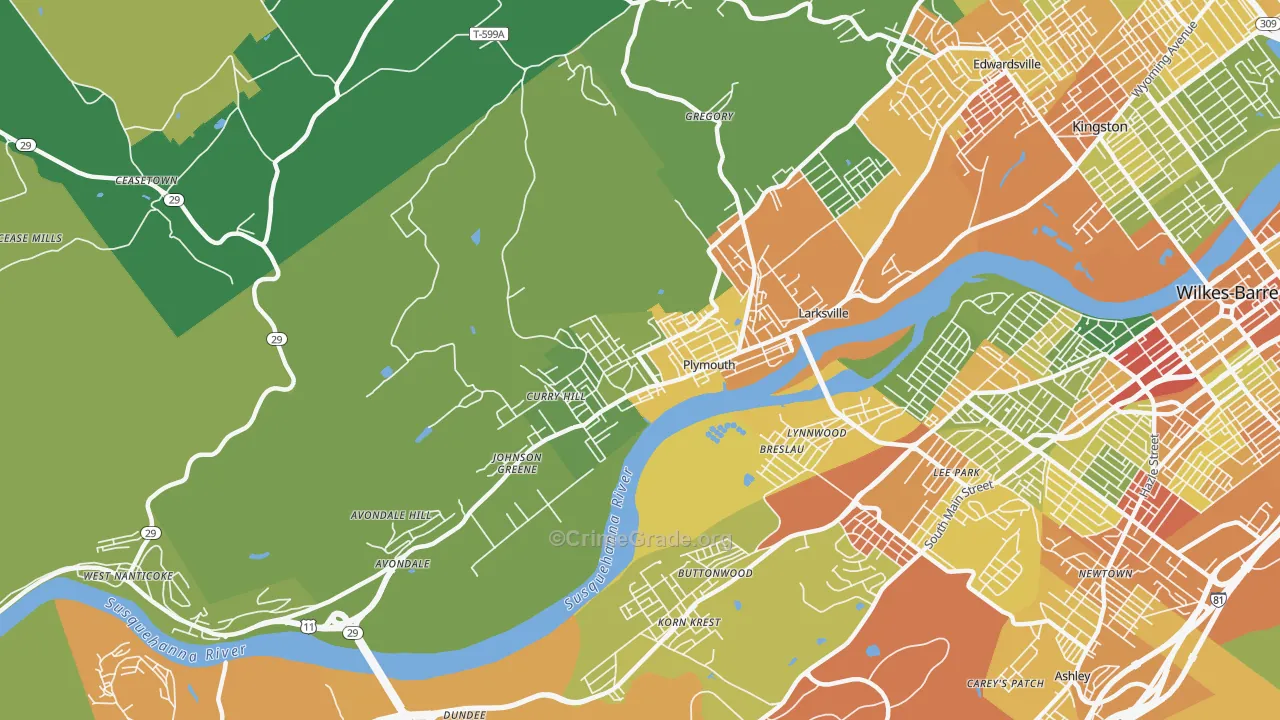 Plymouth, PA Map of Drug-Related Crime Rates