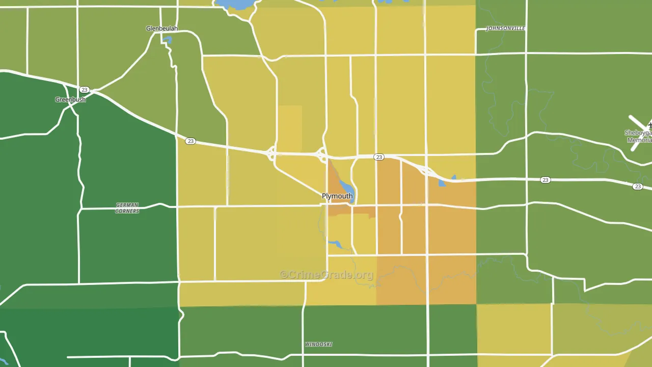Plymouth, WI Map of Drug-Related Crime Rates