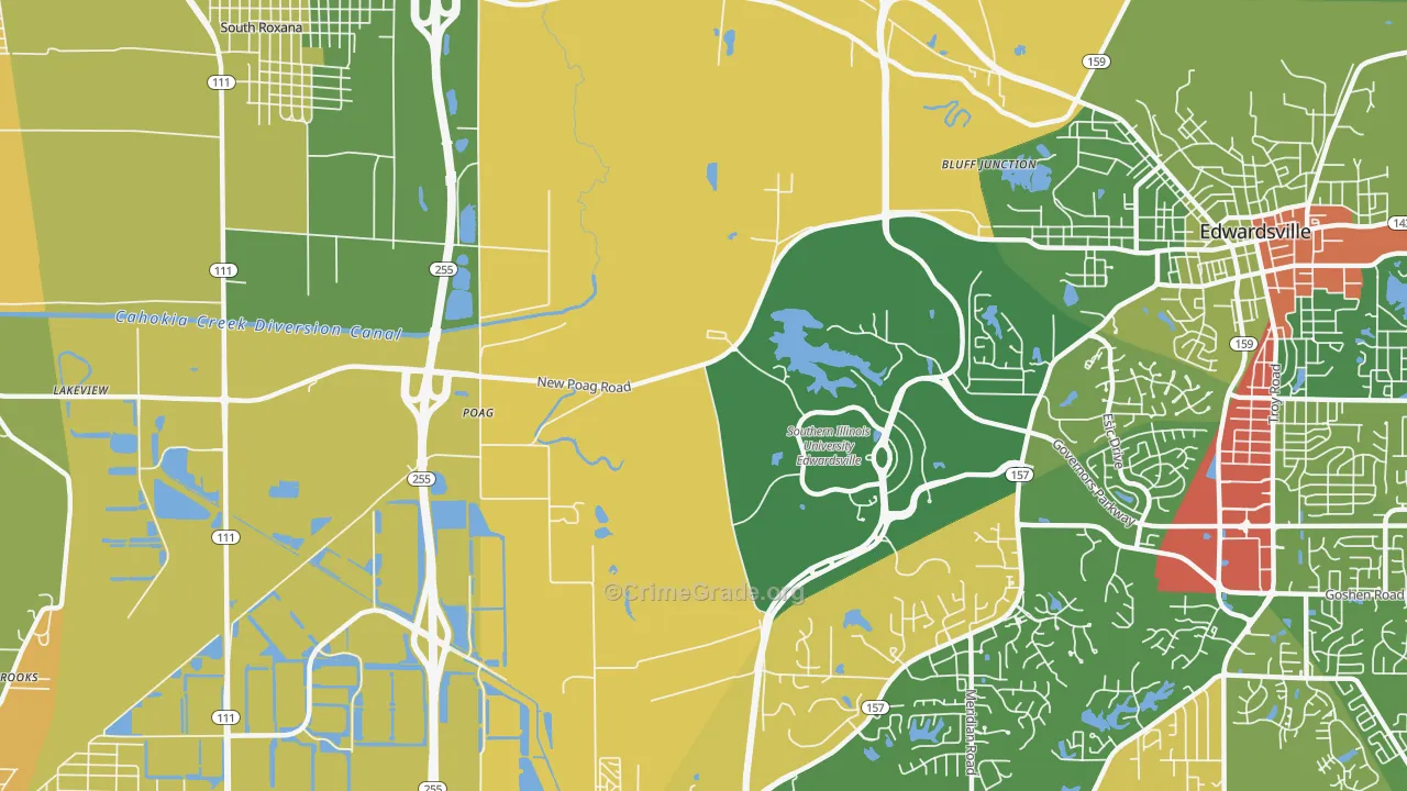 Poag, IL Map of Drug-Related Crime Rates