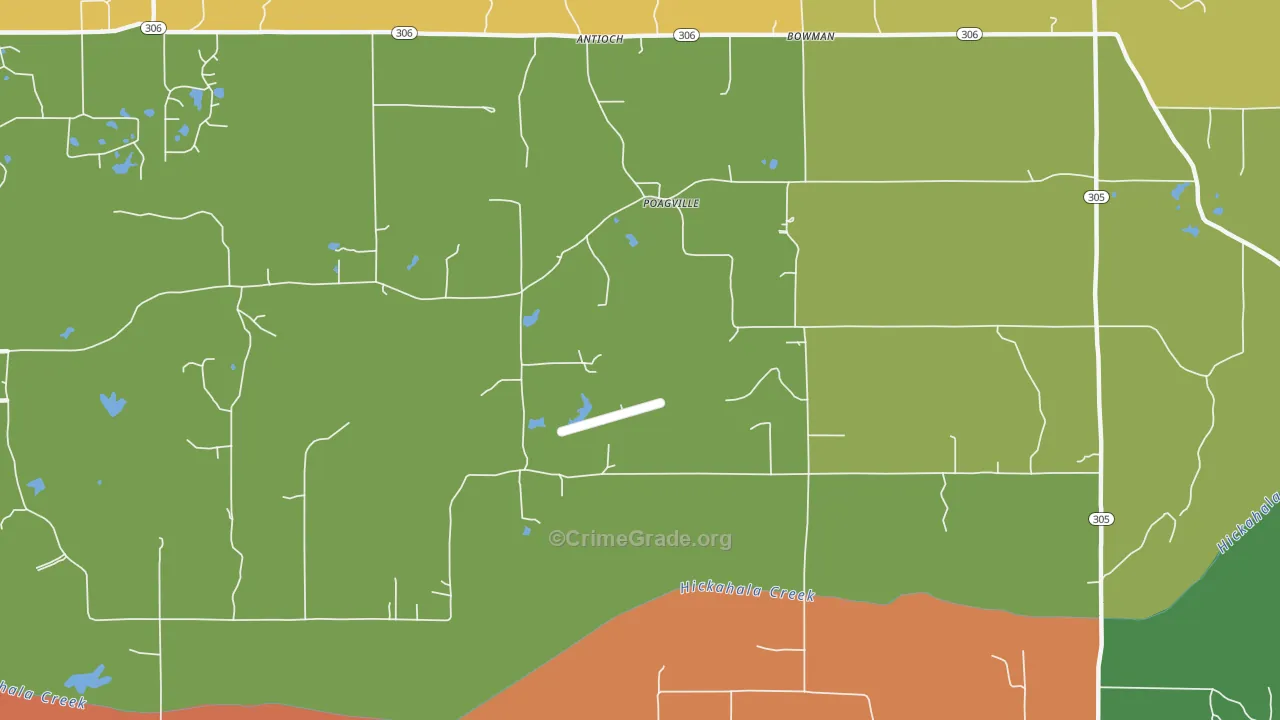 Poagville, MS Map of Drug-Related Crime Rates