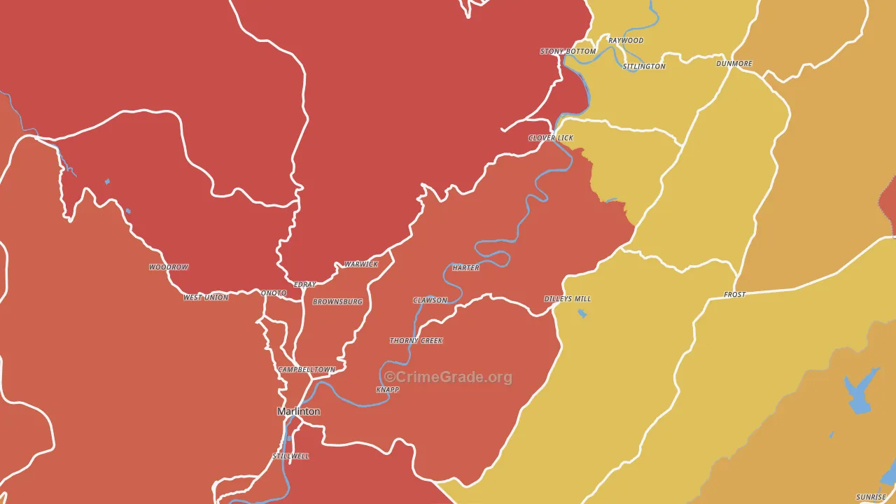 Pocahontas County, WV Map of Drug-Related Crime Rates