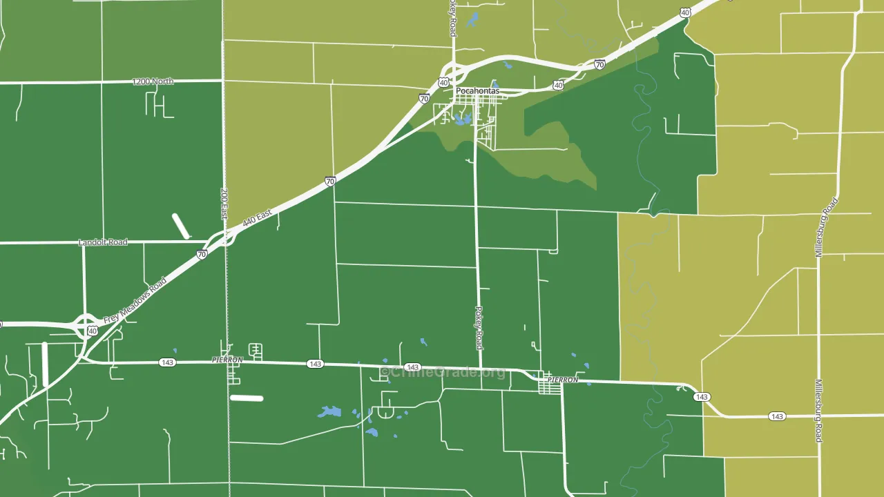 Pocahontas, IL Map of Drug-Related Crime Rates