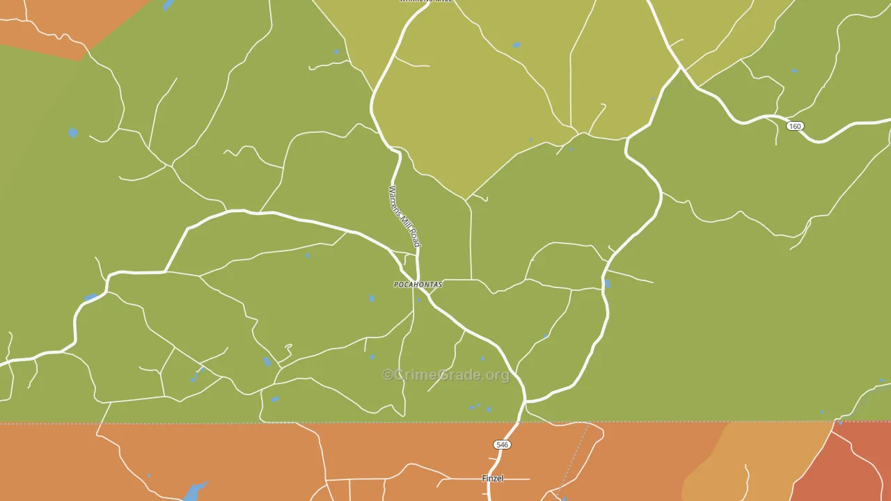 Pocahontas, PA Map of Drug-Related Crime Rates