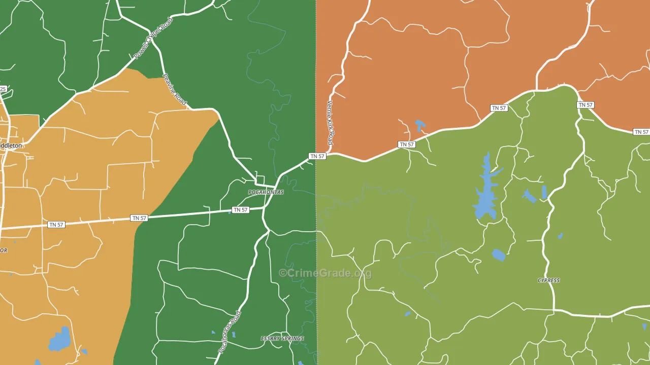 Pocahontas, TN Map of Drug-Related Crime Rates