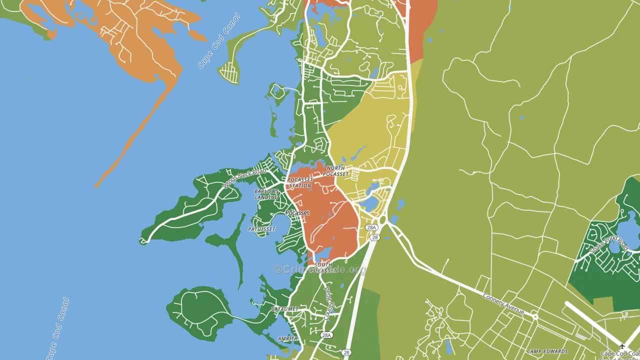 Pocasset, MA Map of Drug-Related Crime Rates
