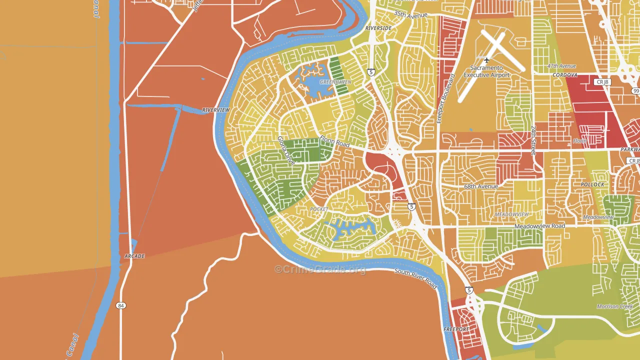 Pocket, Sacramento, CA Map of Drug-Related Crime Rates