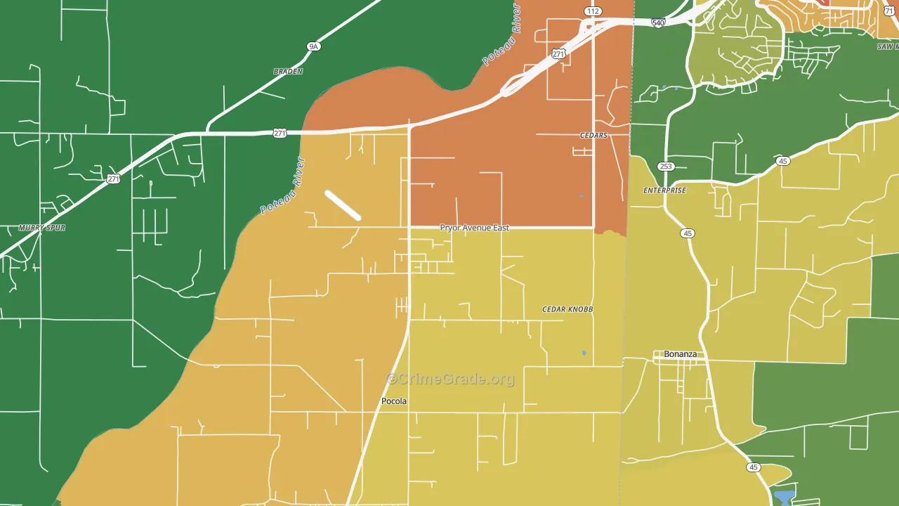 Pocola, OK Map of Drug-Related Crime Rates