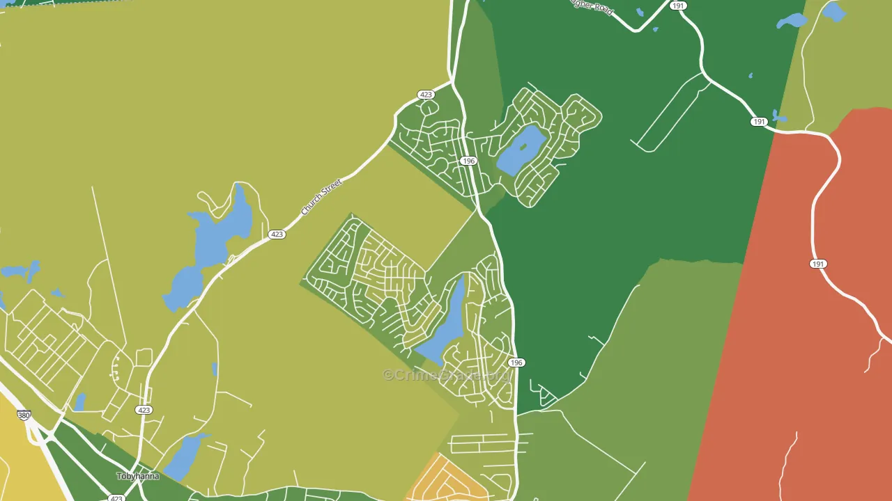 Pocono Country Place, Tobyhanna, PA Map of Drug-Related Crime Rates