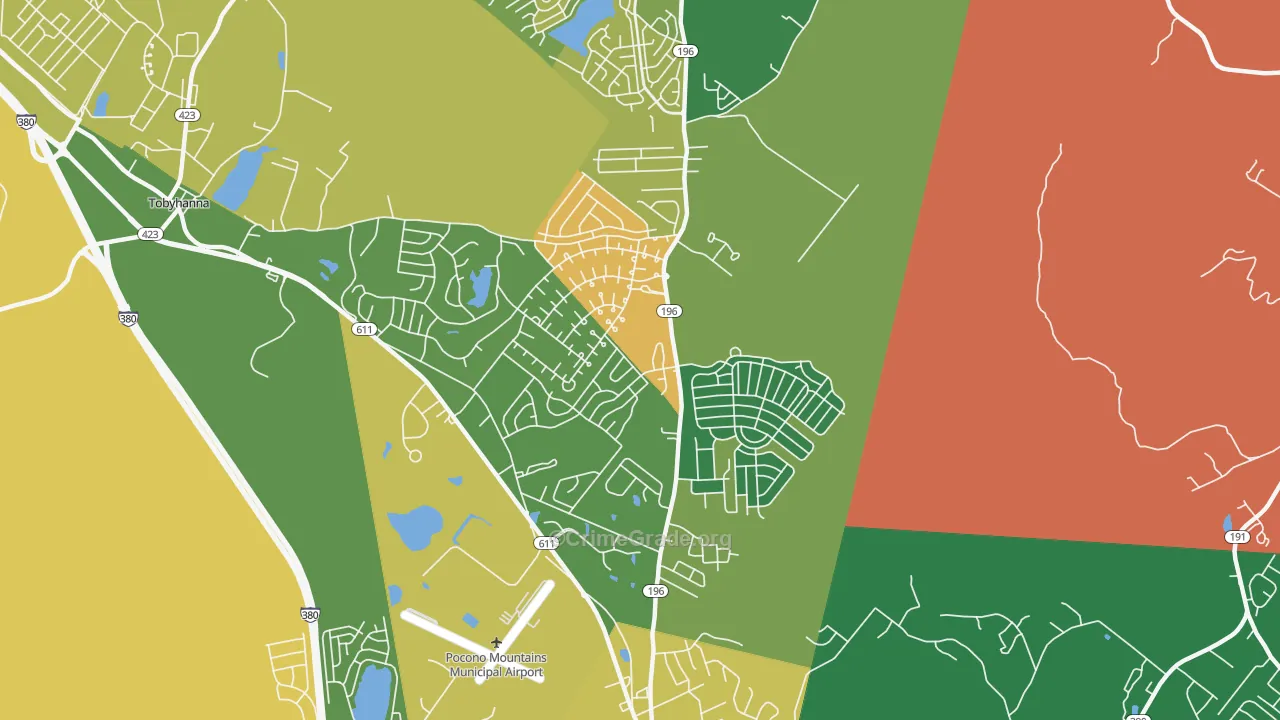 Pocono Farms, Tobyhanna, PA Map of Drug-Related Crime Rates