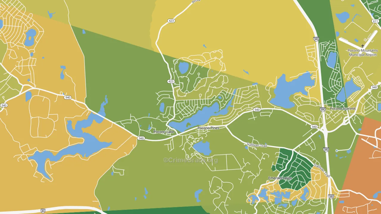 Pocono Pines, PA Map of Drug-Related Crime Rates