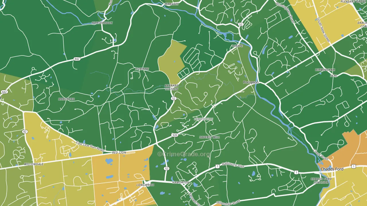 Pocopson, PA Map of Drug-Related Crime Rates