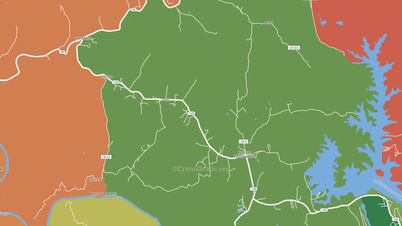 Poe, WV Map of Drug-Related Crime Rates