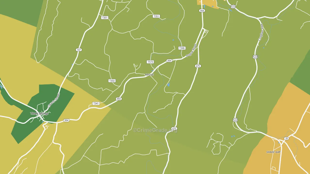 Pogue, PA Map of Drug-Related Crime Rates