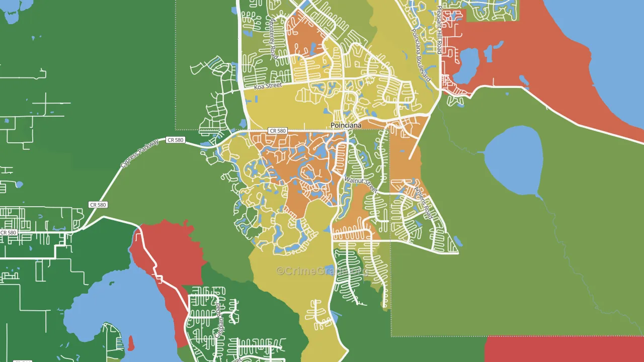 Poinciana, FL Map of Drug-Related Crime Rates