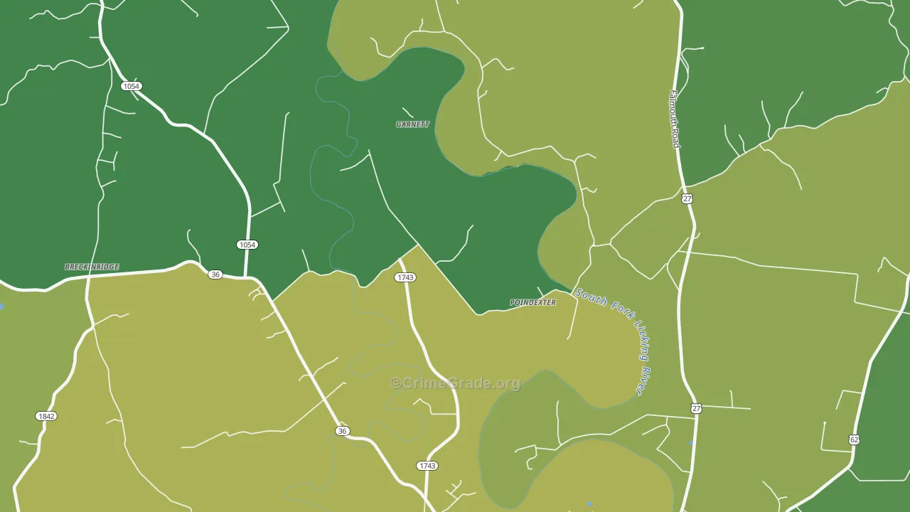 Poindexter, KY Map of Drug-Related Crime Rates
