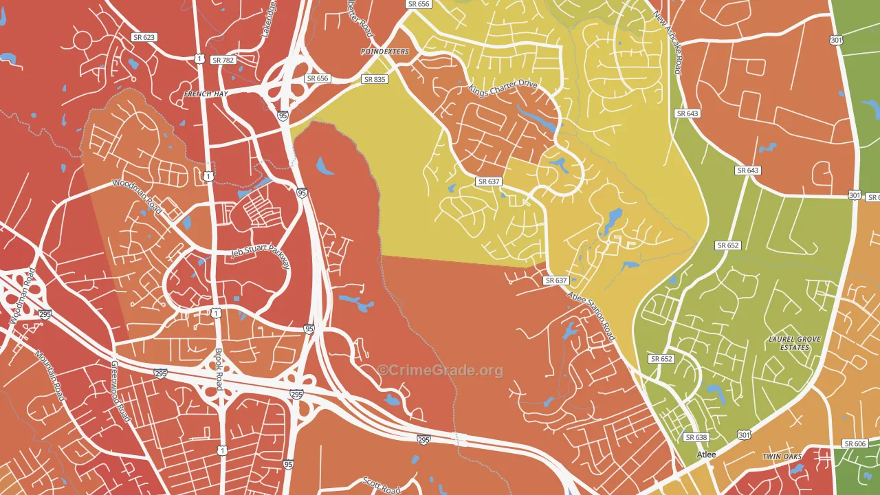 Poindexters, VA Map of Drug-Related Crime Rates
