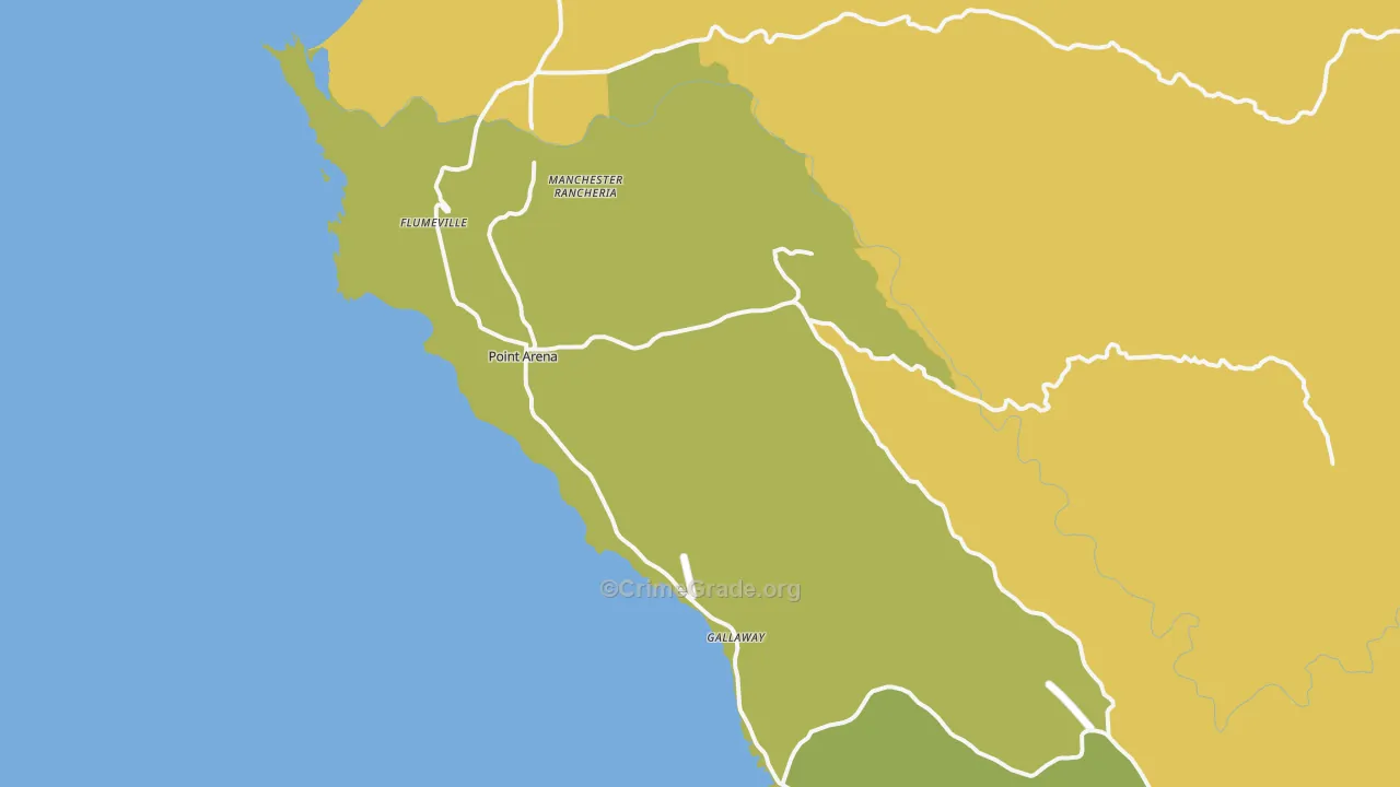 Point Arena, CA Map of Drug-Related Crime Rates